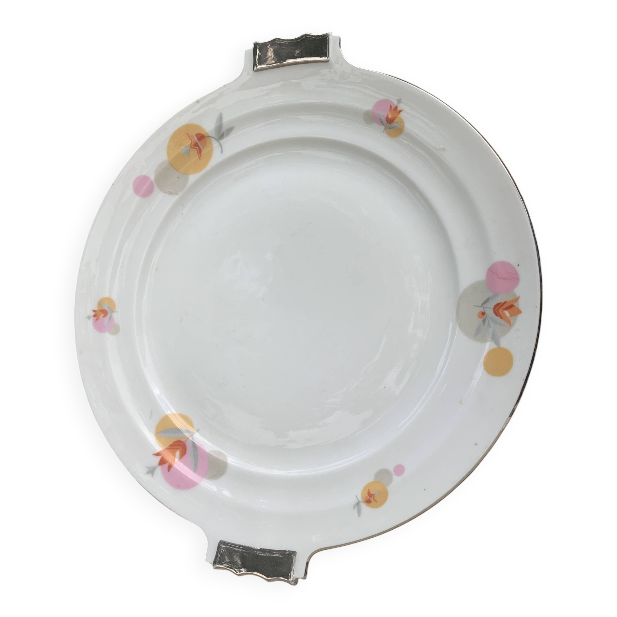 Vintage porcelain cake plate, stamped Czechoslovakia RK