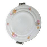 Plat a gateaux en porcelaine vintage, estampillé Tchecoslovaquie RK