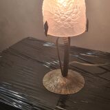 Wrought iron lamp, tulip molded glass pressed, unsigned 1930 a 40