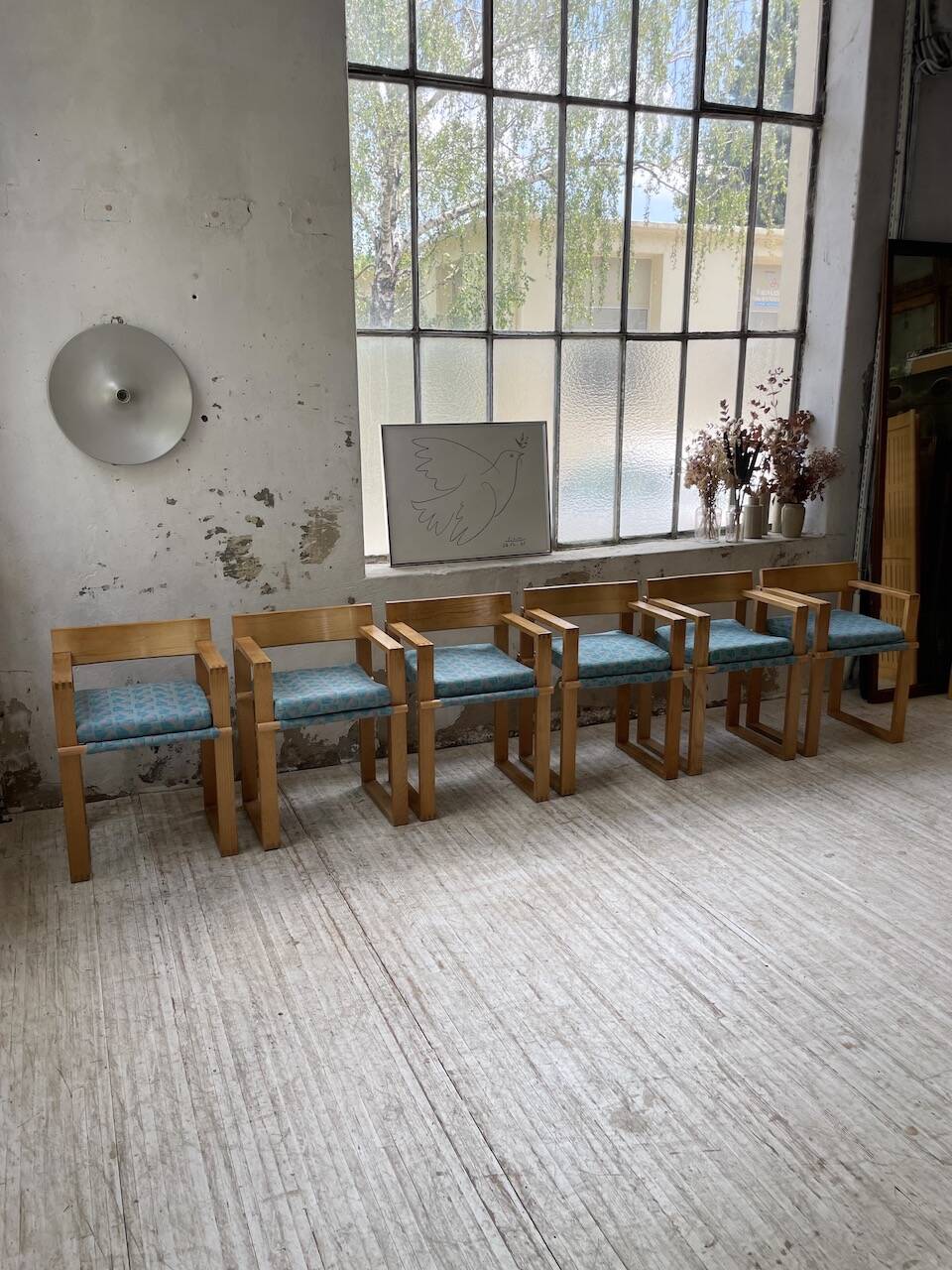 Set of 6 oak chairs with armrests Ate Van Apeldoorn