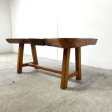 Vintage wooden brutalist coffee table, 1960s