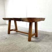 Table basse vintage brutaliste en bois, 1960