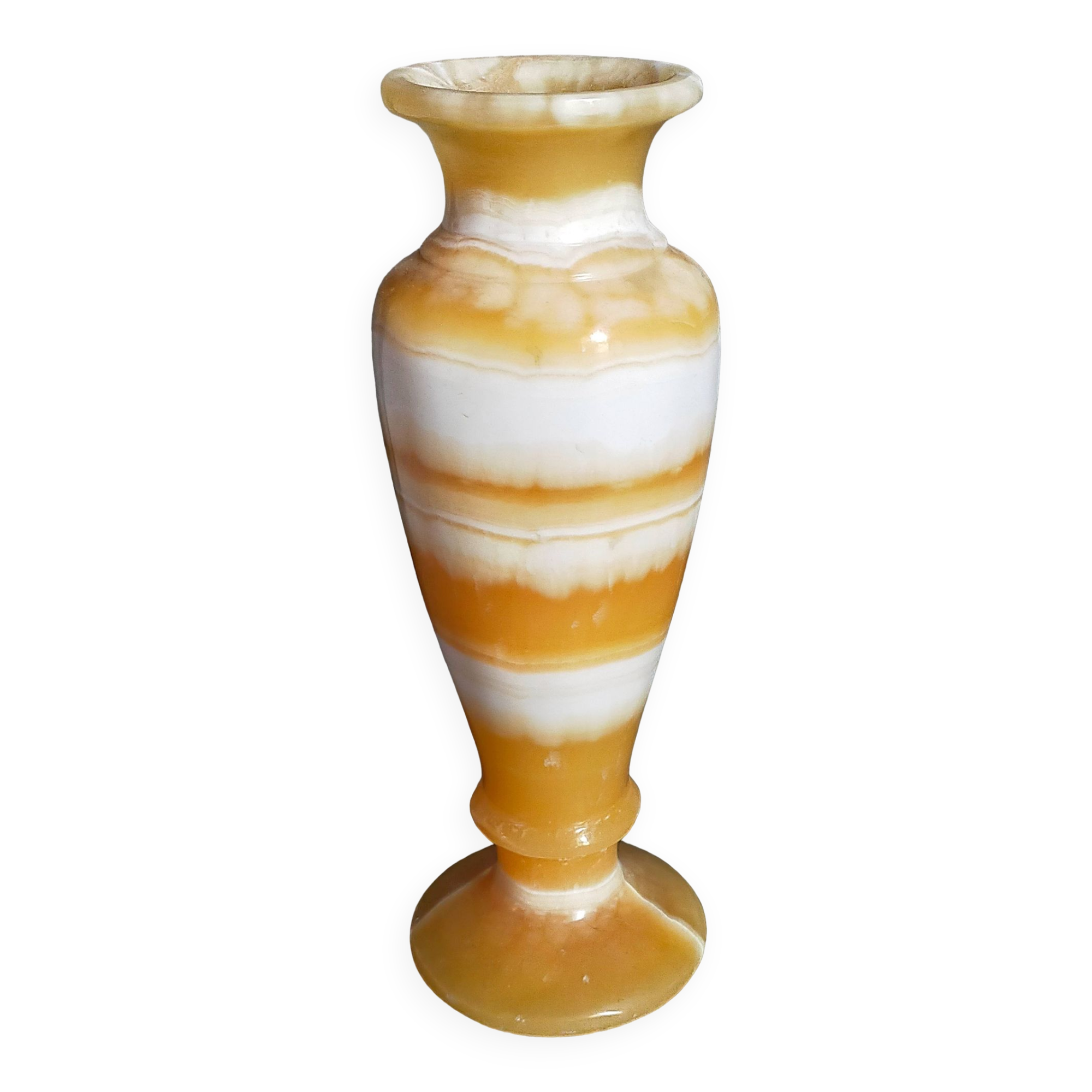 Baluster vase in real vintage honey onyx stone 25 cm