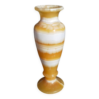 Vase balustre en pierre véritable onyx miel vintage 25 cm