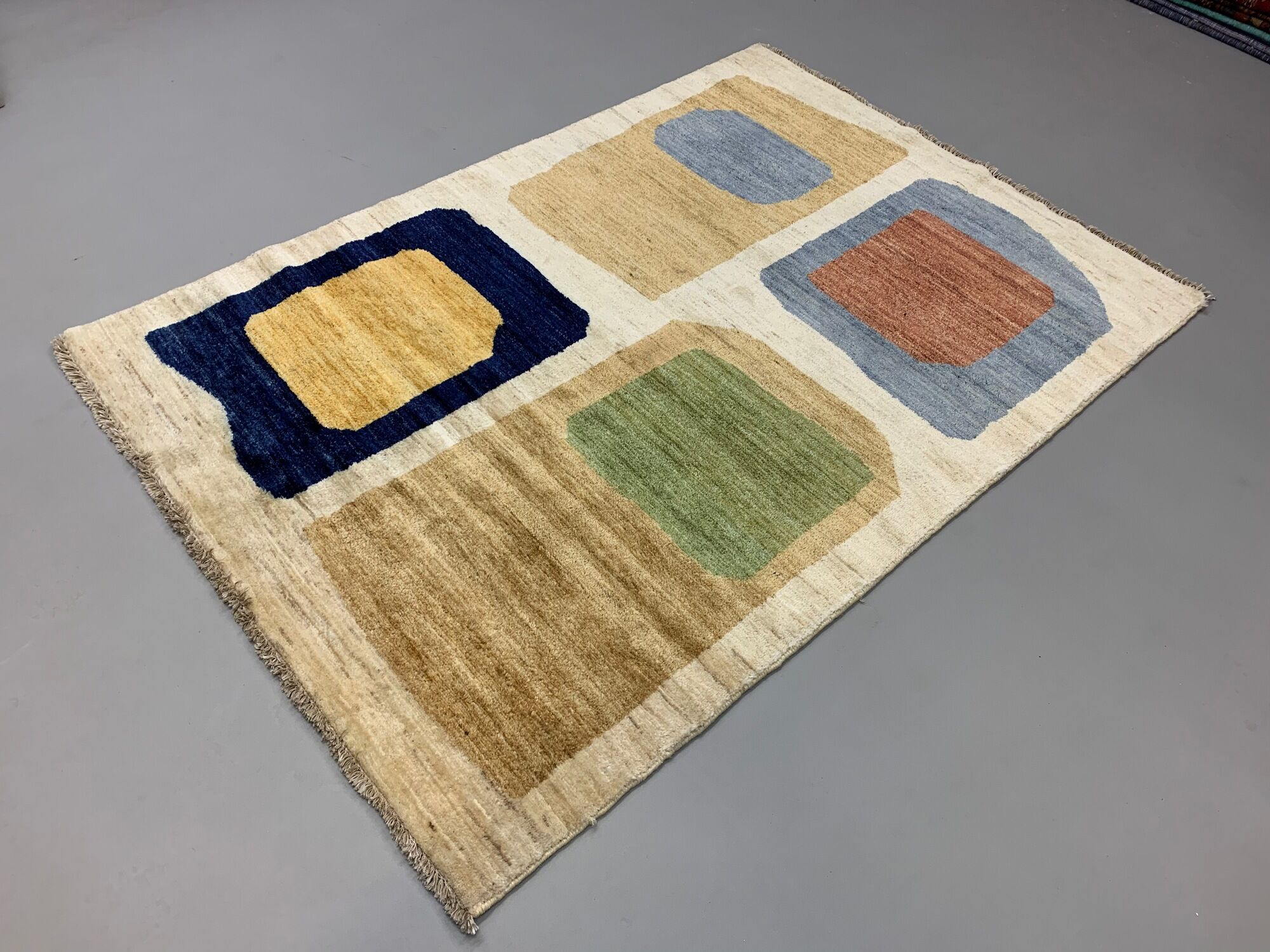 Afghan Chobi Art Deco Rug 190x130 cm Blue, Beige, Gold, Medium