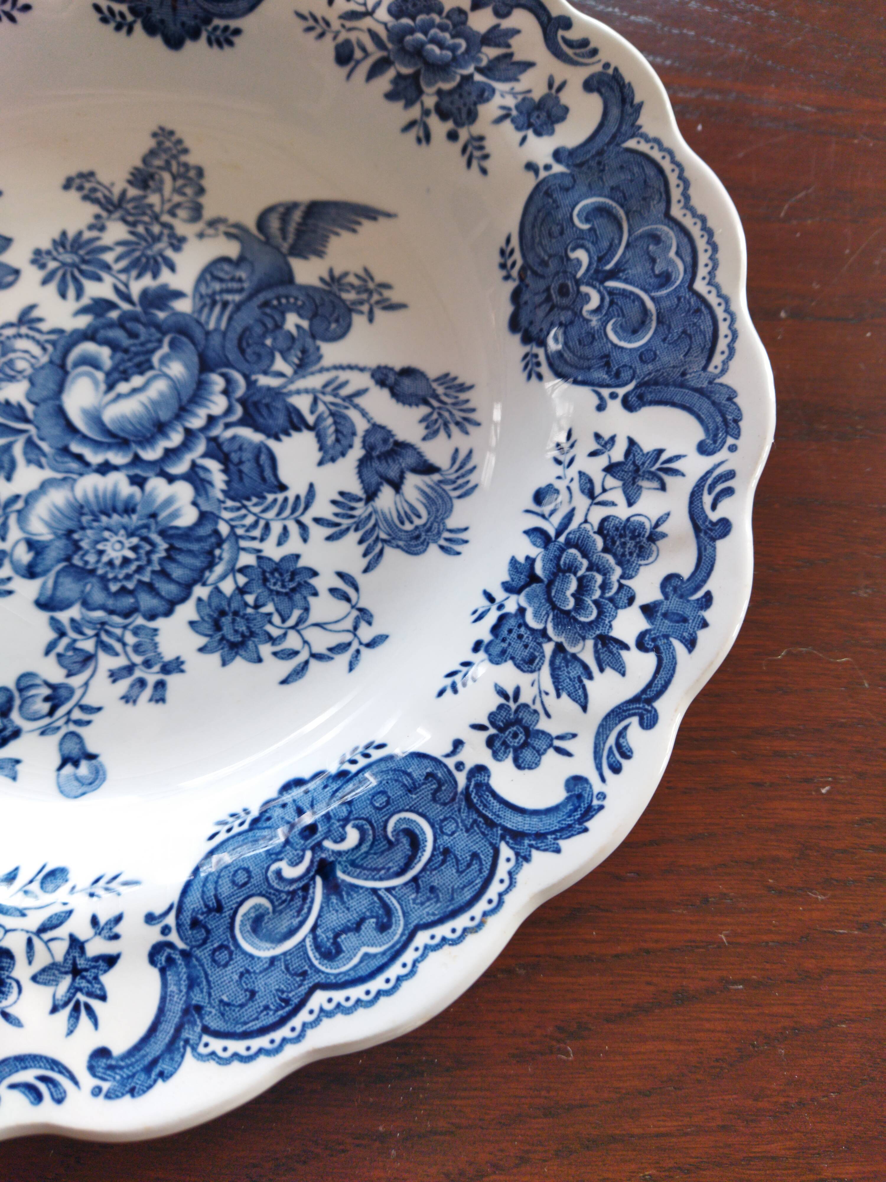 12 assiettes creuses anglaises Ridgway "Windsor" bleu