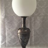 Atypical metal lamp medieval globe opaline style