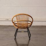 Fauteuil en rotin pieds métal