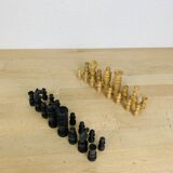 Antique turned wooden chess pieces