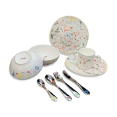 Dior“My First Dinner ”Set – Multicolor Toile de Jouy Innocence