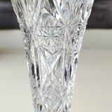 Tulip-shaped single-flower vase. Bohemian crystal. Stars/crosses, 21 cm