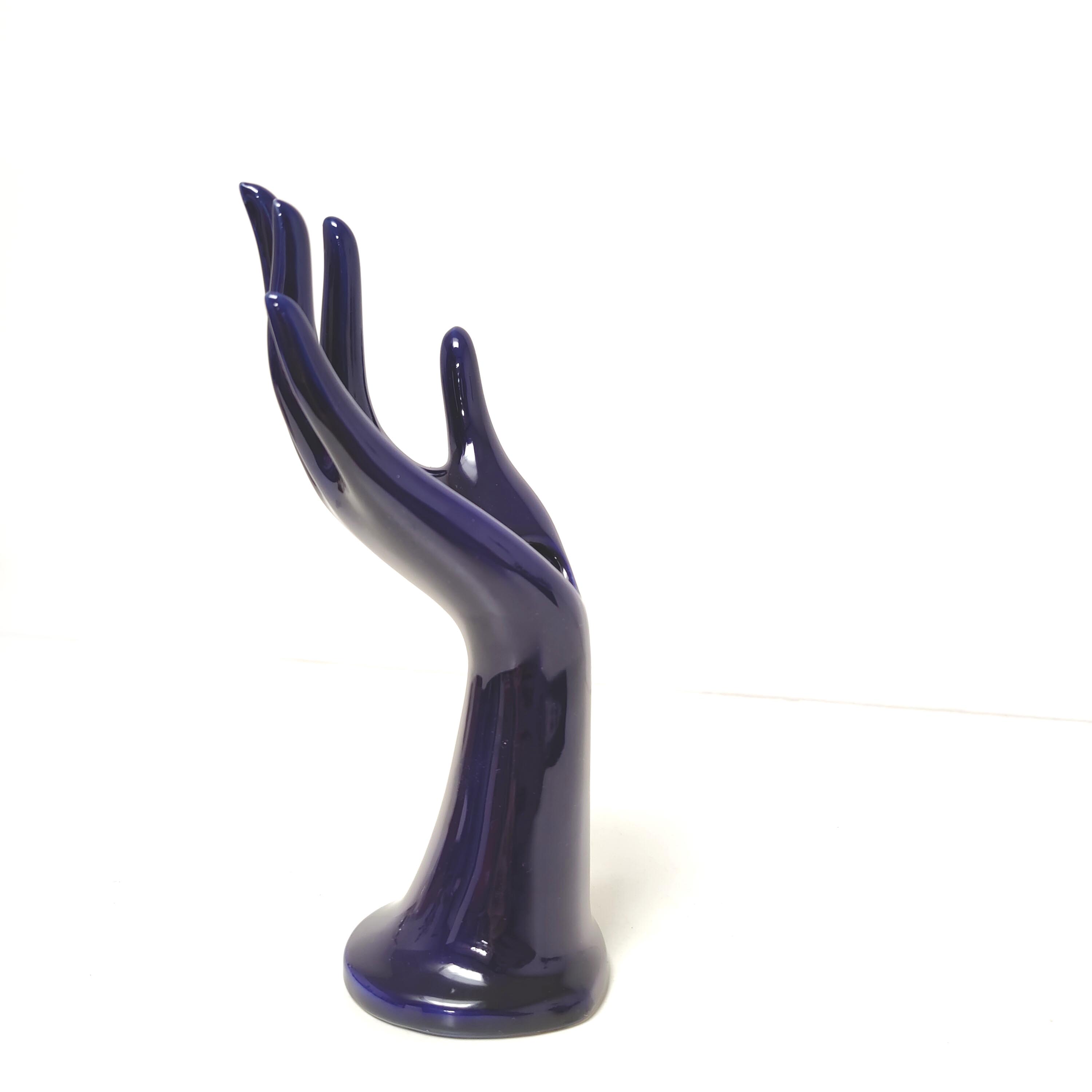 Hand ring or blue ceramic soliflore seventies