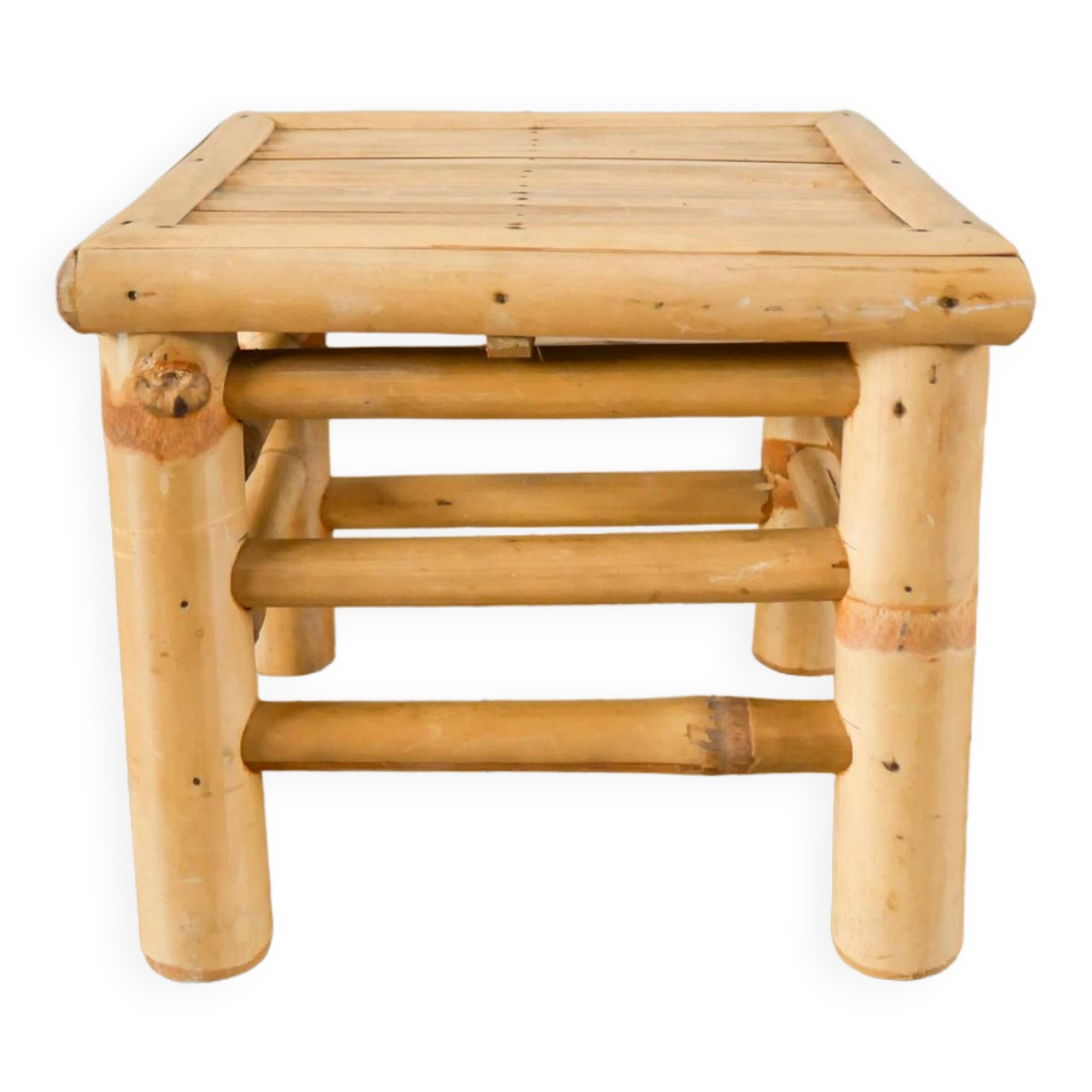 Small rattan and bamboo stool 1970