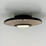 Postmodern wall lamp or ceiling lamp in metal and silver glass, 1980