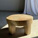 Coffee table, four-legged low table in natural solid monoxyle mango wood.