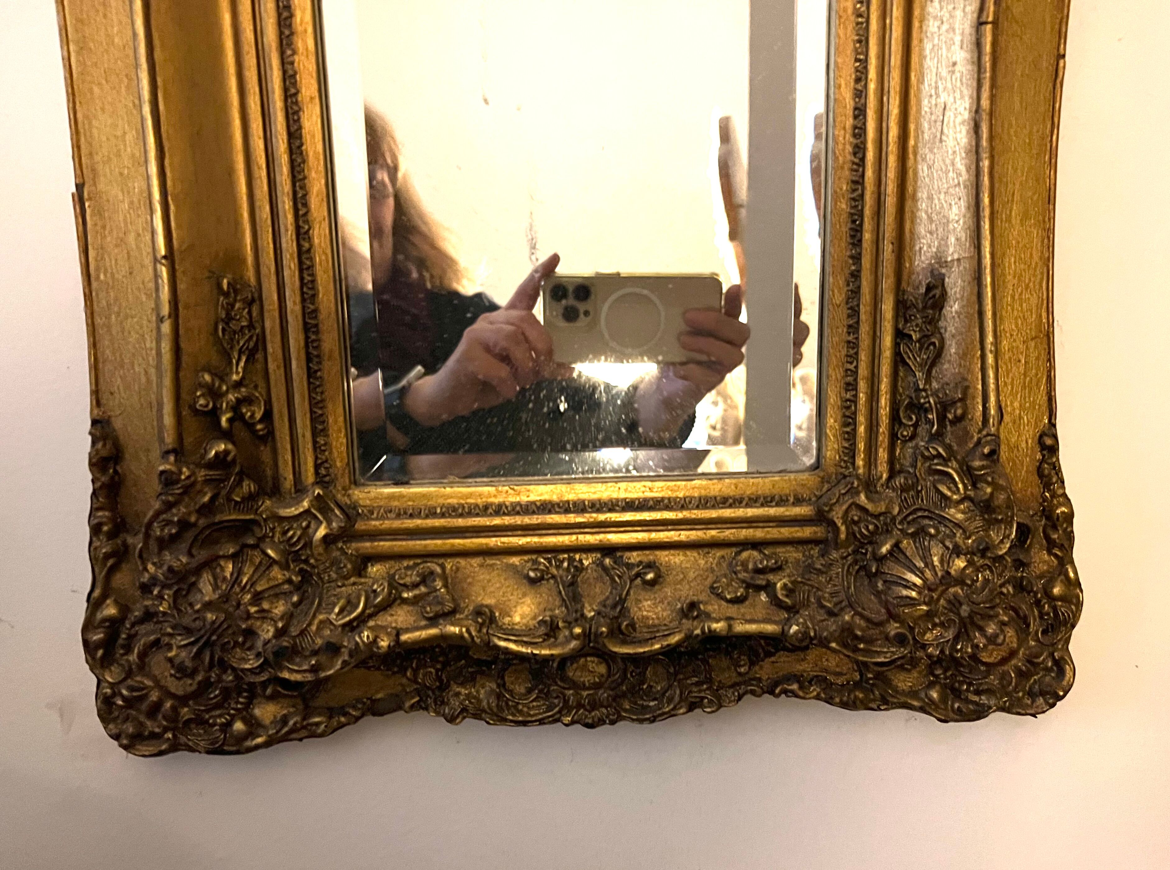 Mirror trumeau decorated with dogs hunting scene 80cm