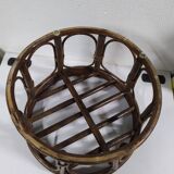 Pouf in old vintage rattan