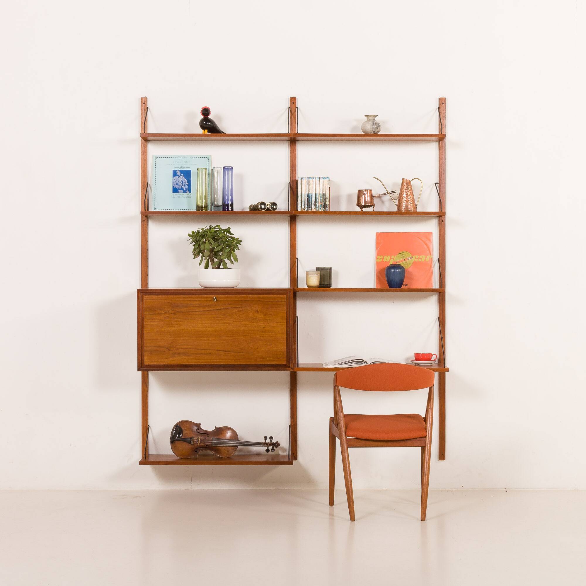 Poul Cadovius wall unit with a bureau and a desk shelf for Cado, 1960s