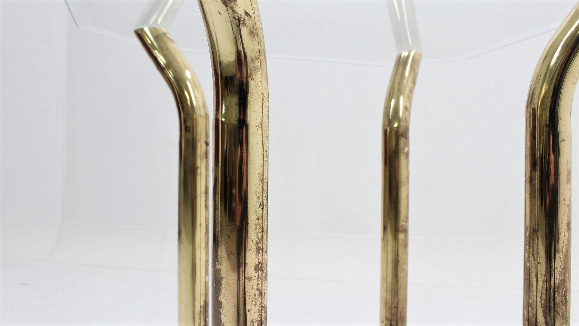 Italian cut glass and brass side table, 1970s