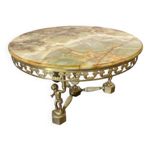 Table basse vintage en onyx avec