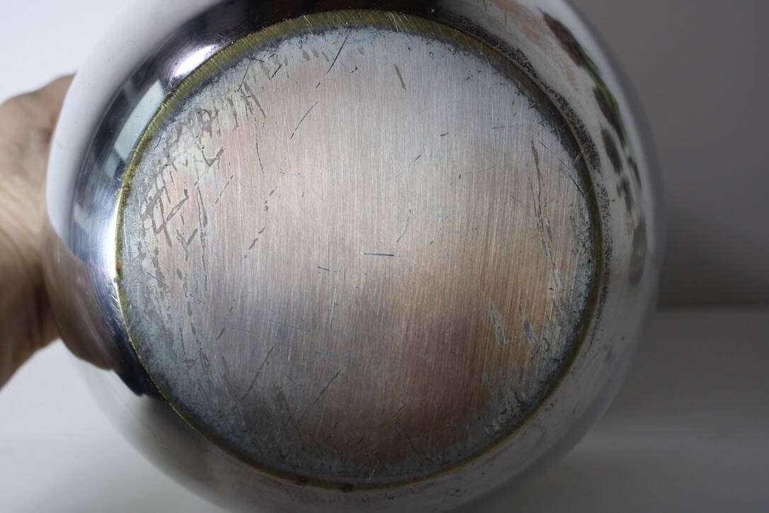 Vintage silver metal tomato ice bucket Italy 1960