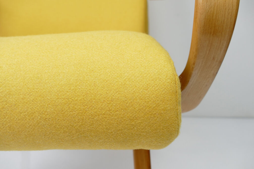 Vintage yellow wool armchair, 1960s