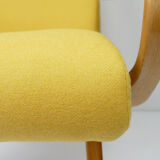 Fauteuil en laine jaune vintage, années 1960