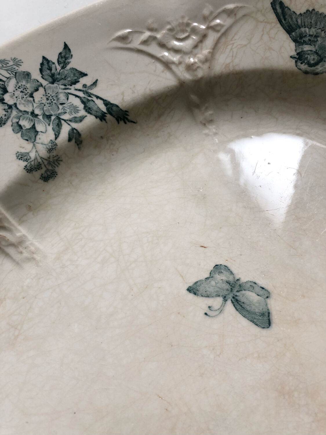 Flat oval iron earth bird and butterfly