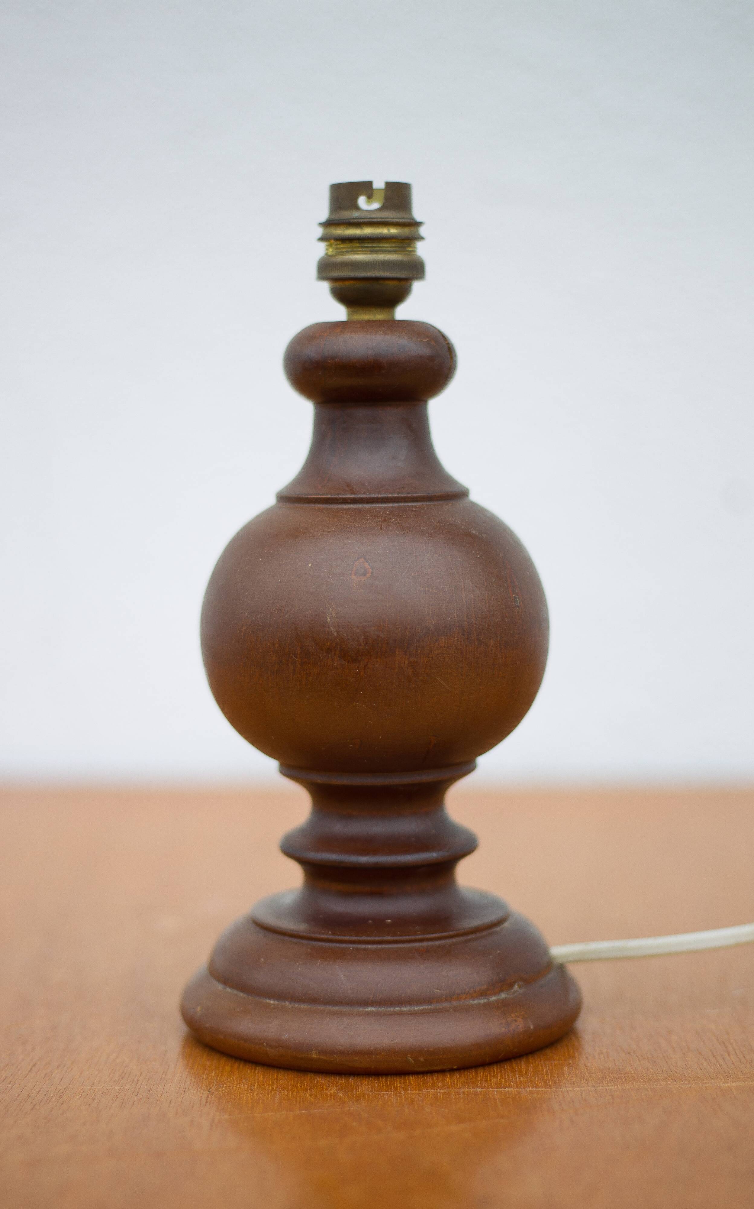 lampe bois, pied de lampe bois vintage
