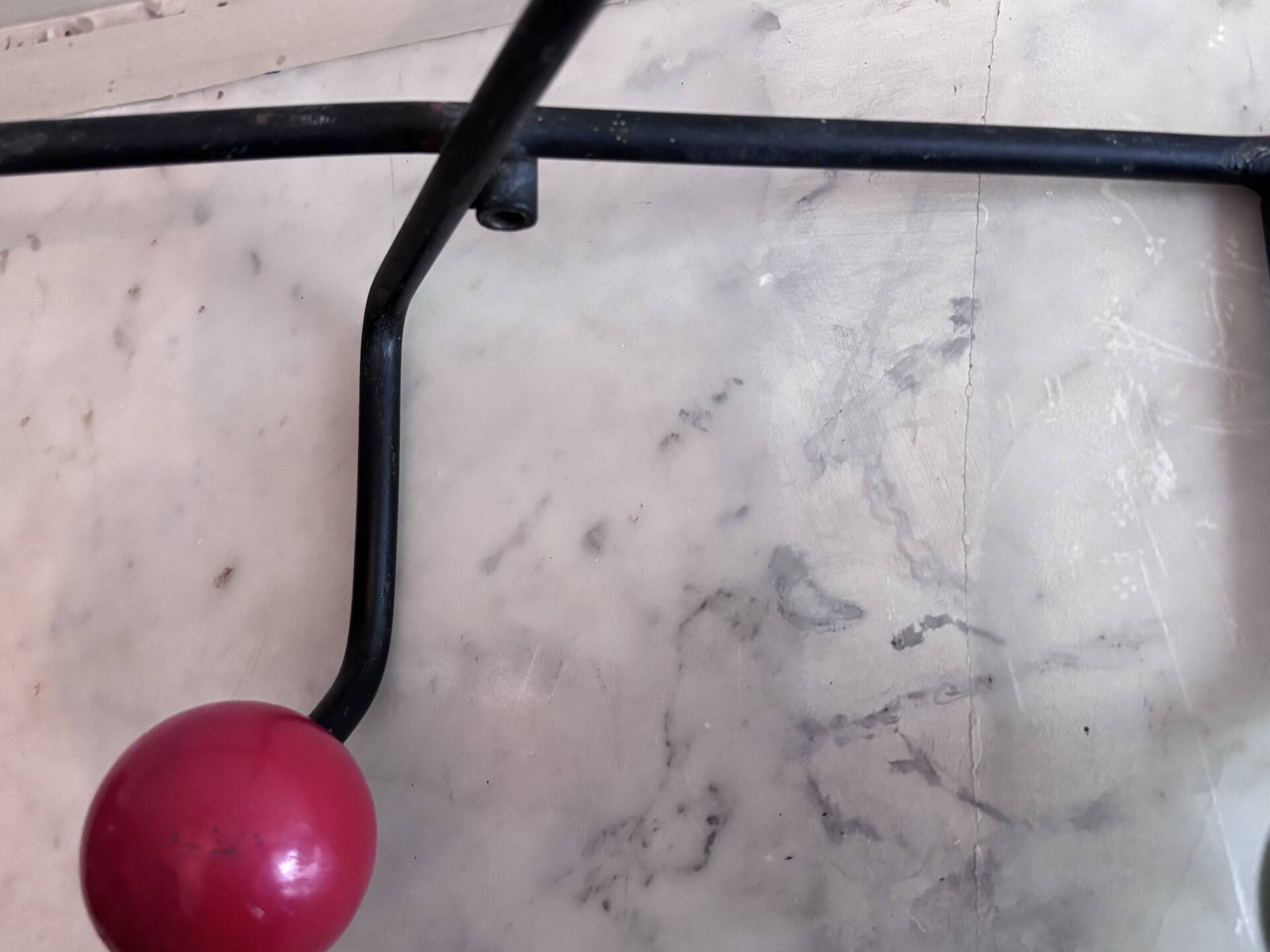 Wall coat rack Roger Feraud, metal and wooden balls.