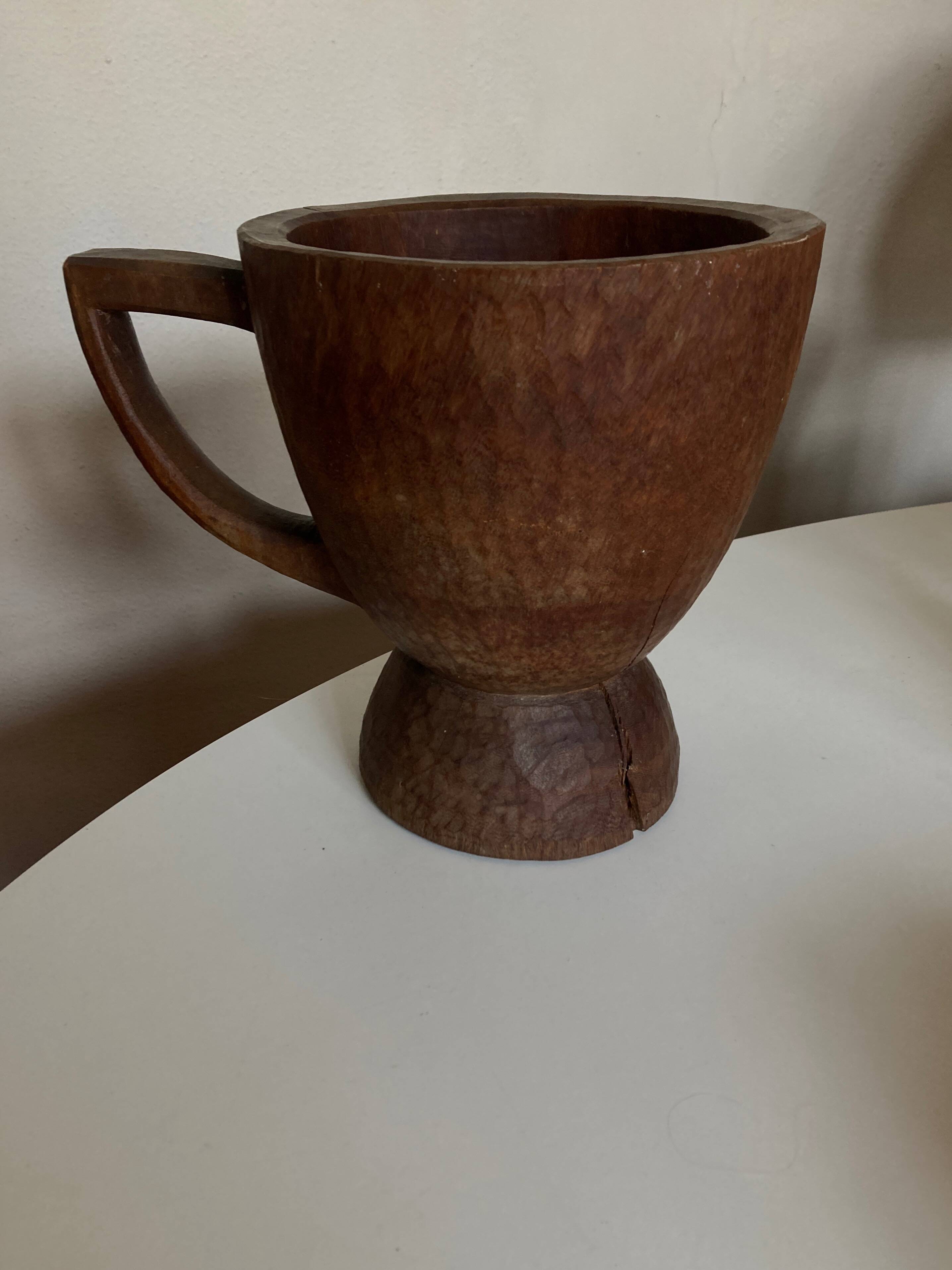 Midcentury Cubist XXXL Cup in West African Monoxyl Wood