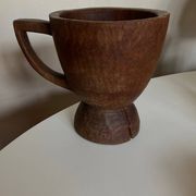 Midcentury Cubist XXXL Cup in West African Monoxyl Wood