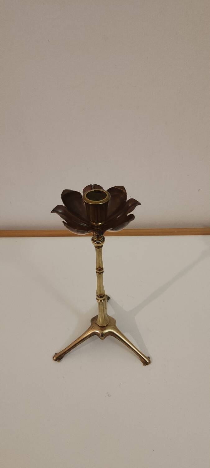 Brass and copper candlestick by Was Benson 1900