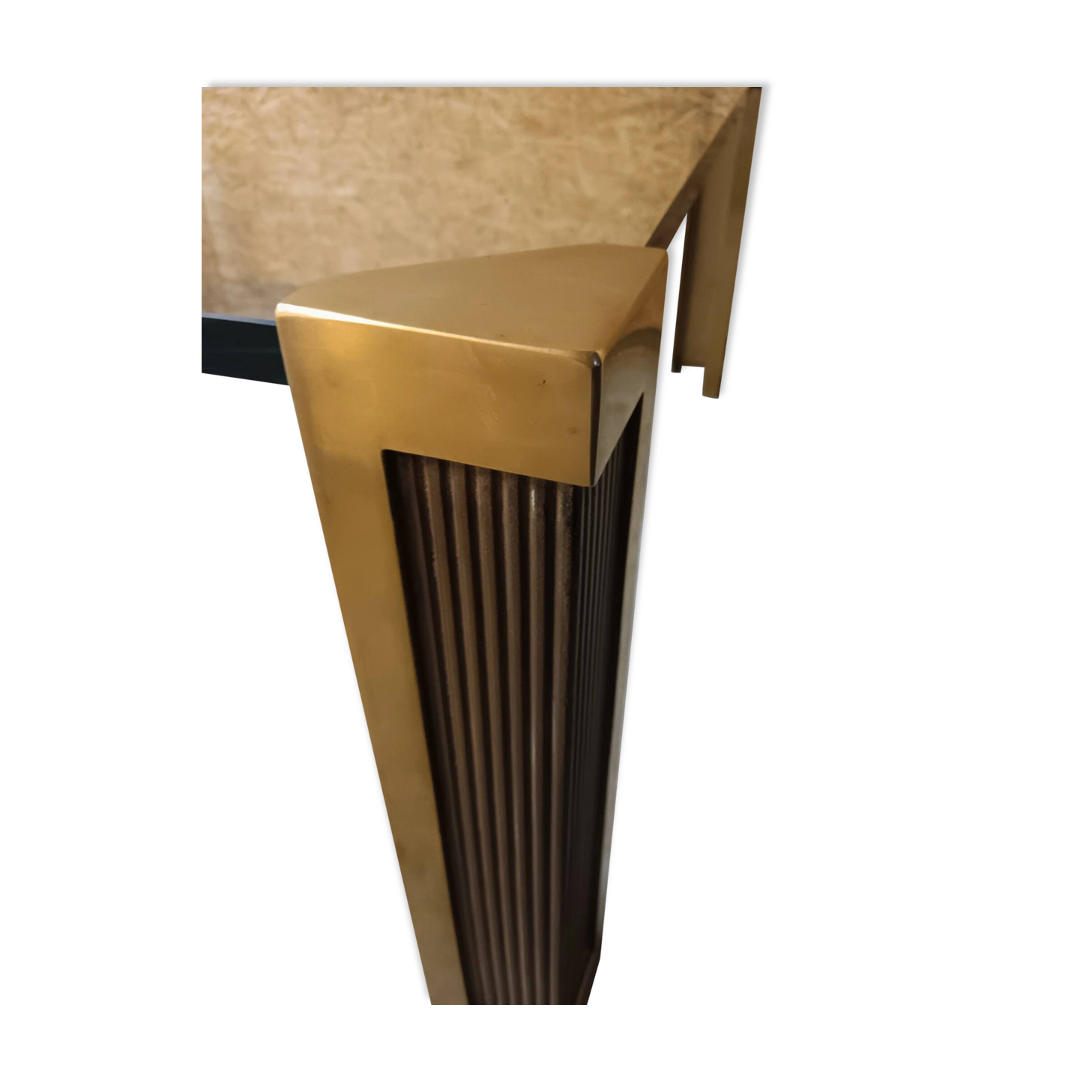 Table basse Peter Ghyczy verre et bronze grande édition