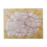 Plan of the Paris metro in 2008. Beautiful reproduction to frame