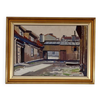 Original Oil on Canvas – “Side Street” by Yo Johansson – Signed, Framed