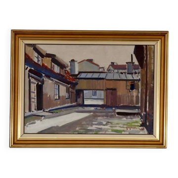 Original Oil on Canvas – “Side Street” by Yo Johansson – Signed, Framed