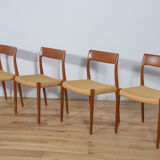 Mid-century dining chairs model 77 by Niels Otto Møller for J.L. Møllers, 1960s, Set of 4