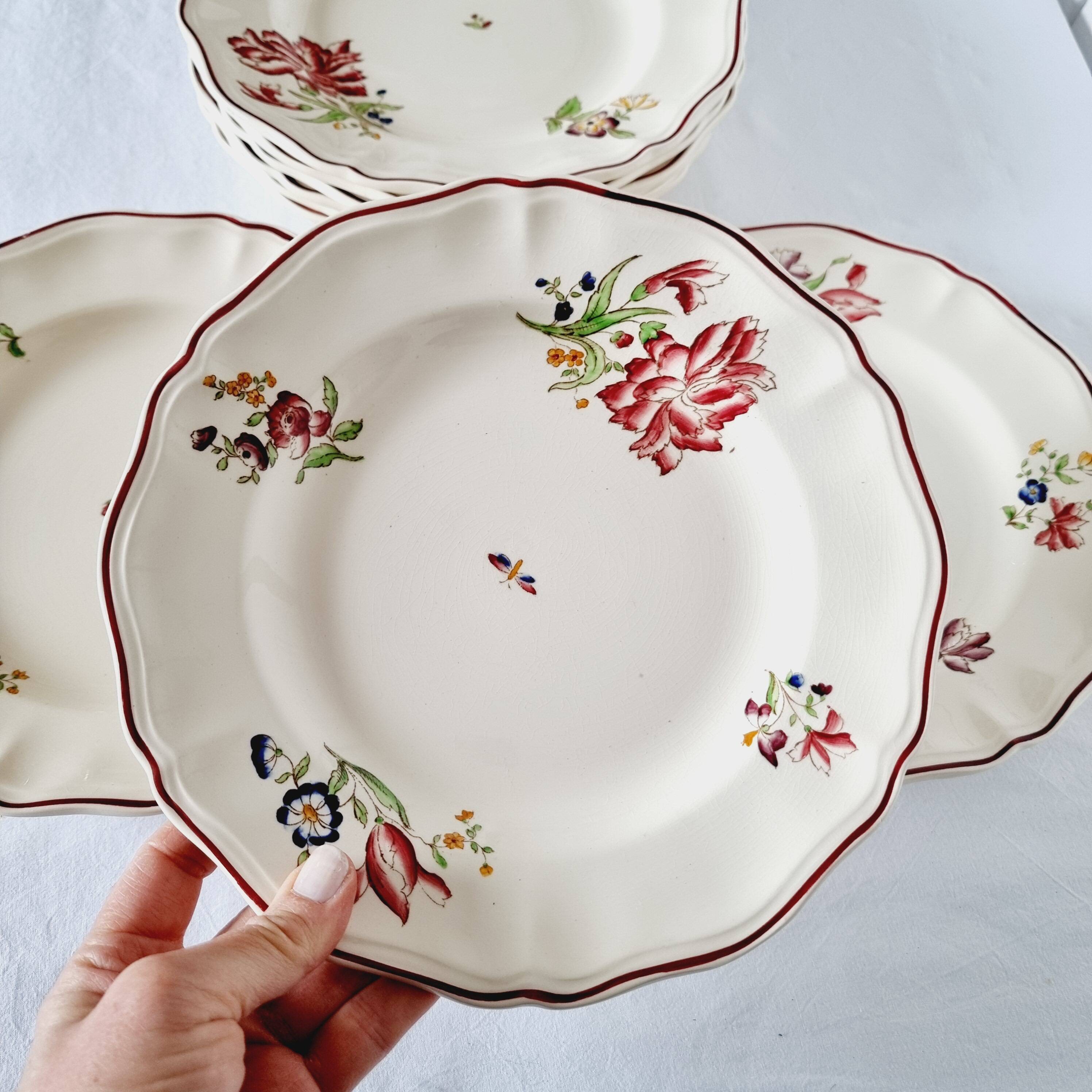 9 Terre de Fer Sarreguemines Flat Plates Rare Model from the Strasbourg Series