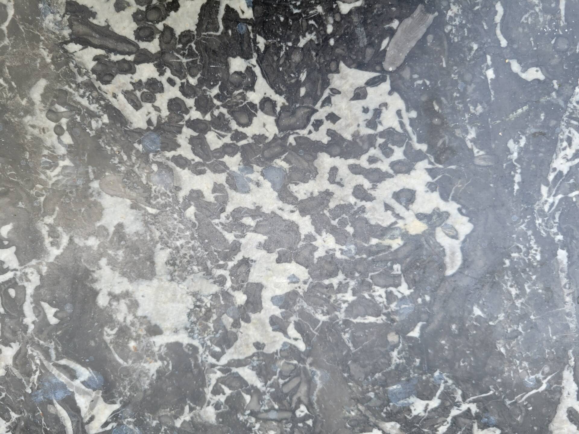 Grey marble fireplace