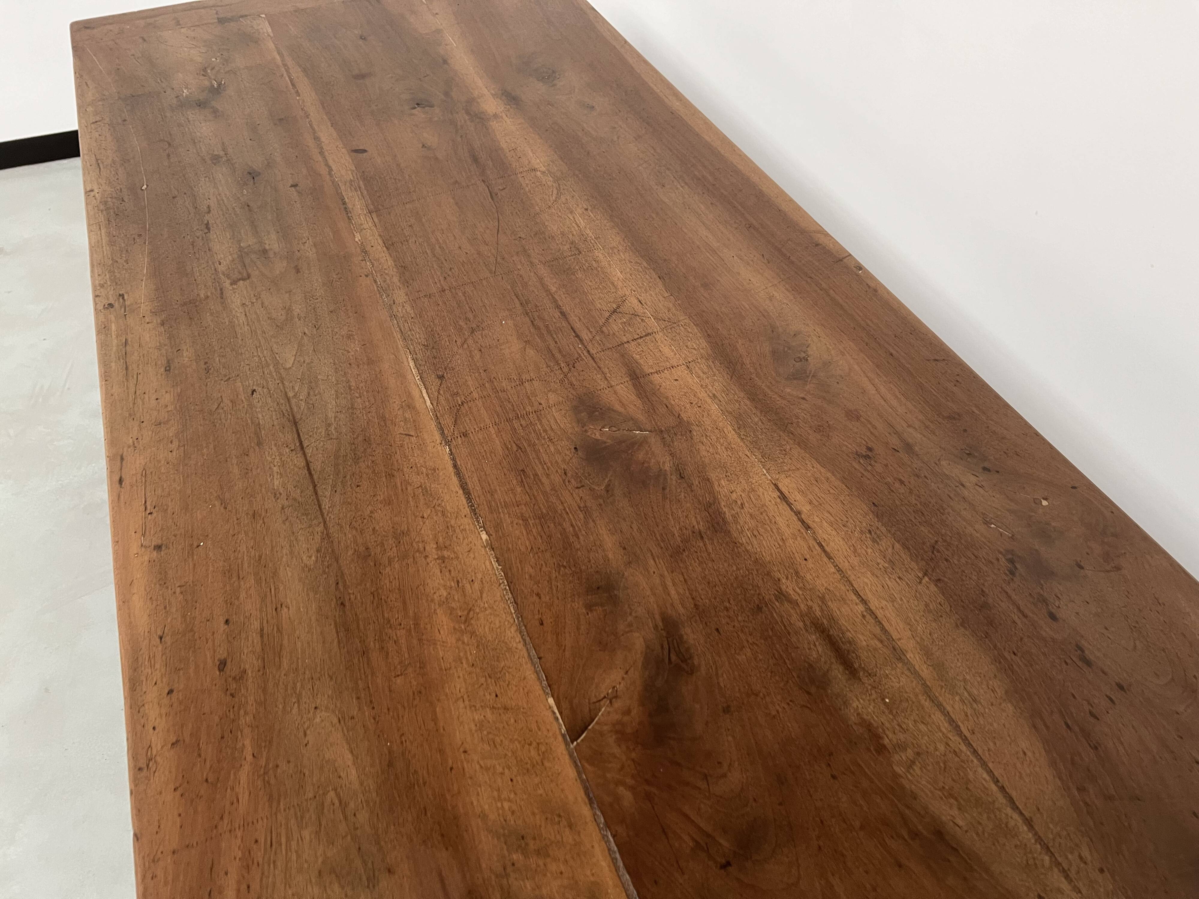 Solid walnut farmhouse table with spindle legs