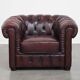 Grand fauteuil club Chesterfield en cuir de vachette rouge foncé