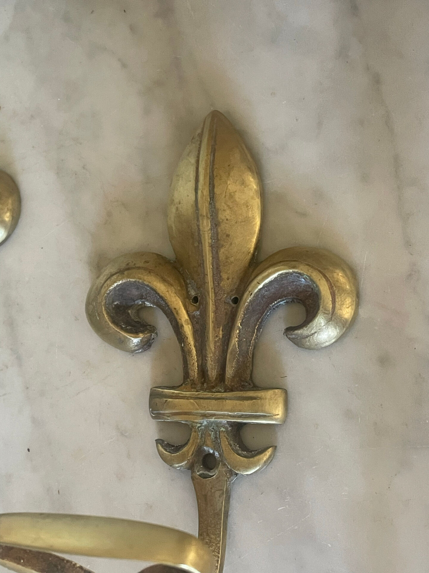 Pair of antique gilt bronze lily flower wall brackets.
