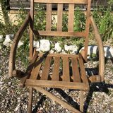 Fauteuil pliant en bois assise vintage