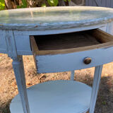 Louis XVI style furniture. Green patina and green marble for the top