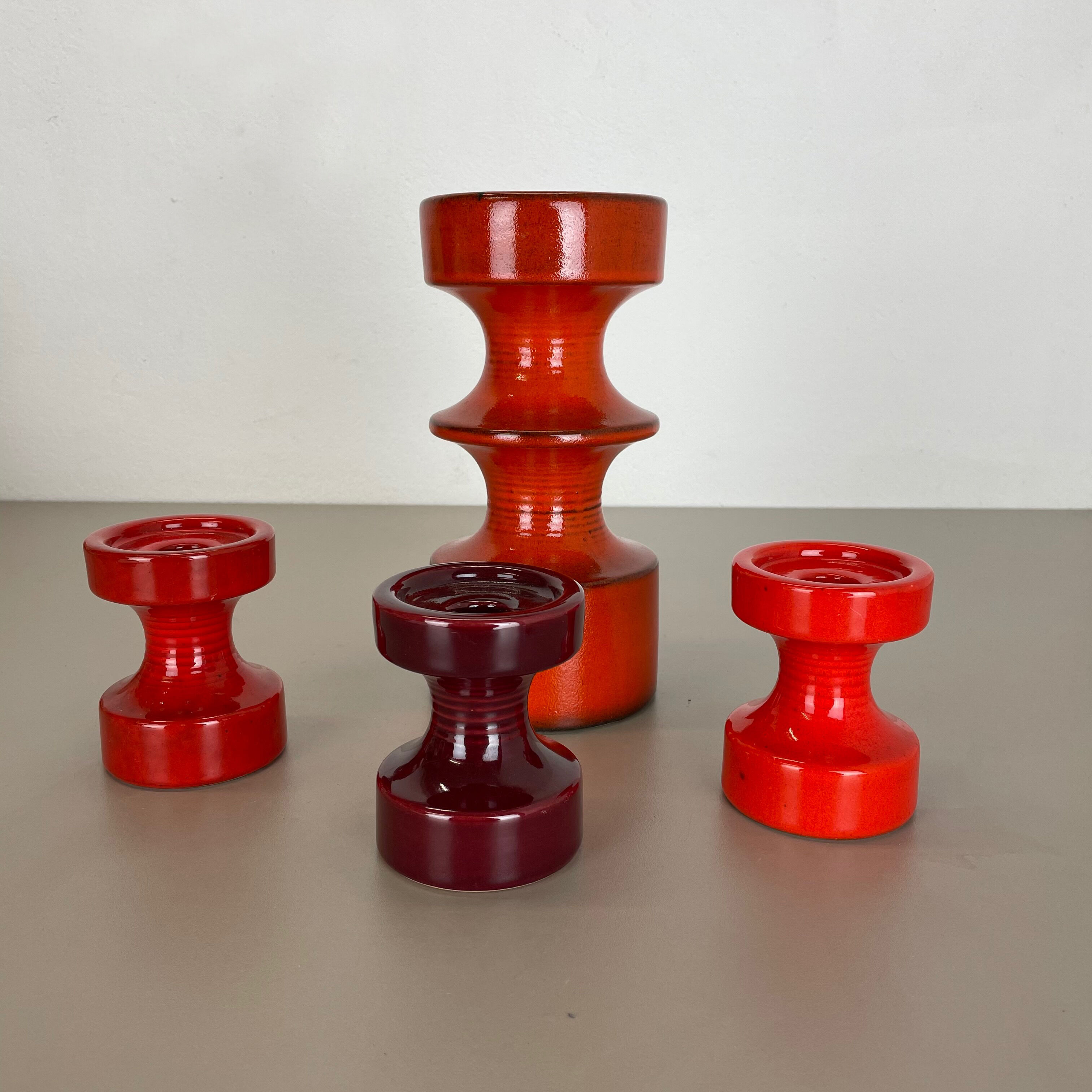 Set of Four Pottery Candleholder by Cari Zalloni for Steuler, Germany, 1970s