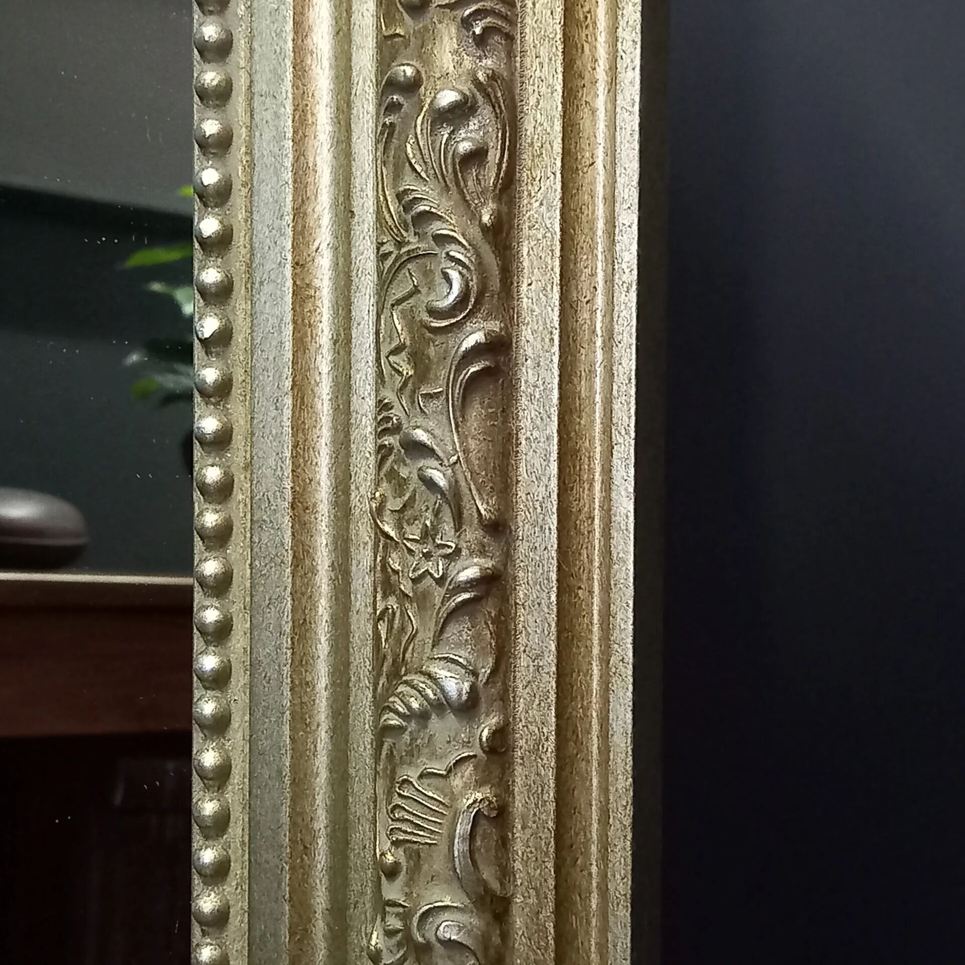 Large vintage French mantel mirror baroque wooden frame