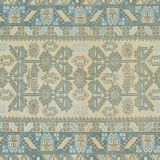 Vintage Faded Turkish Handmade Blue Wool Rug 4'7" X 7'7"