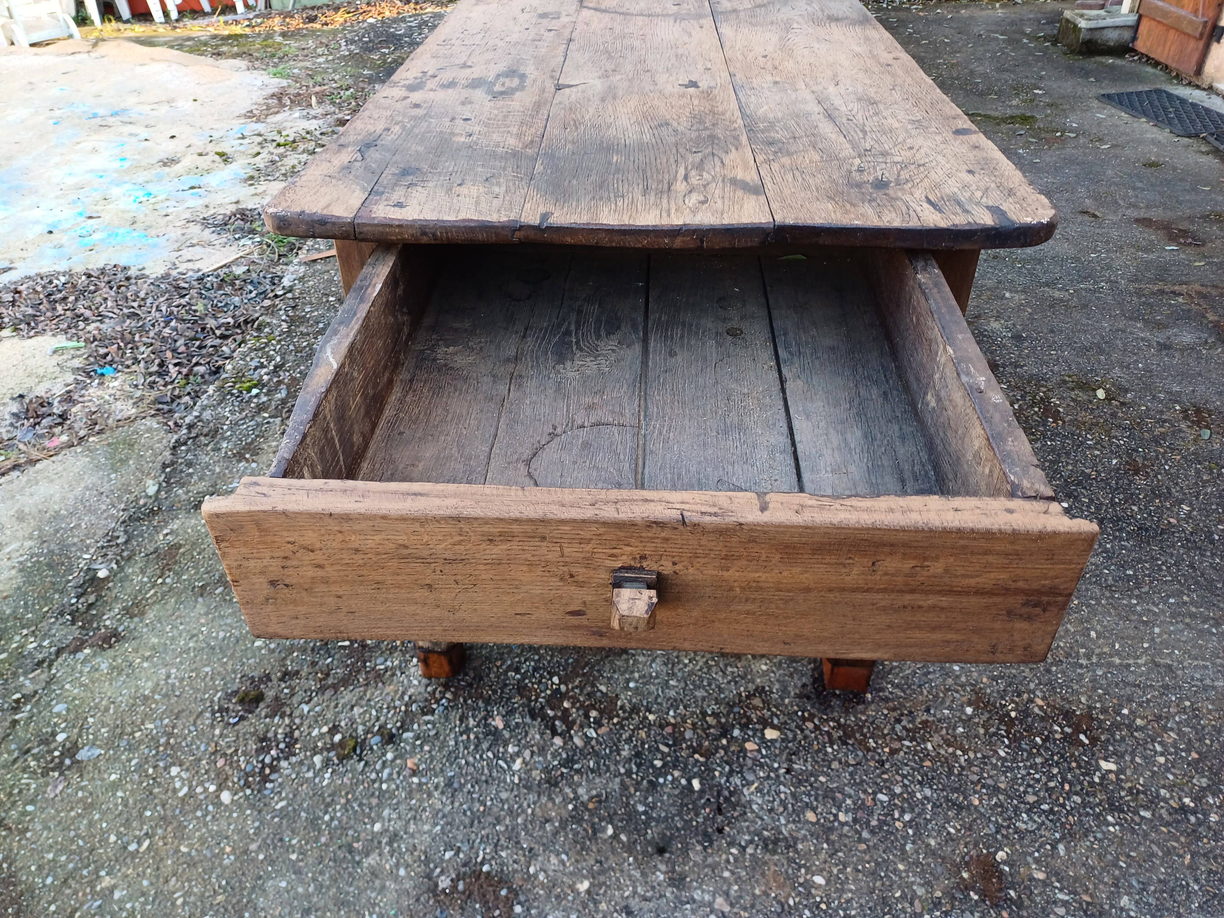 19th century country farm table in oak