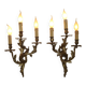 Very large pair of early 1900s 3-light acanthus leaf wall sconces 5209